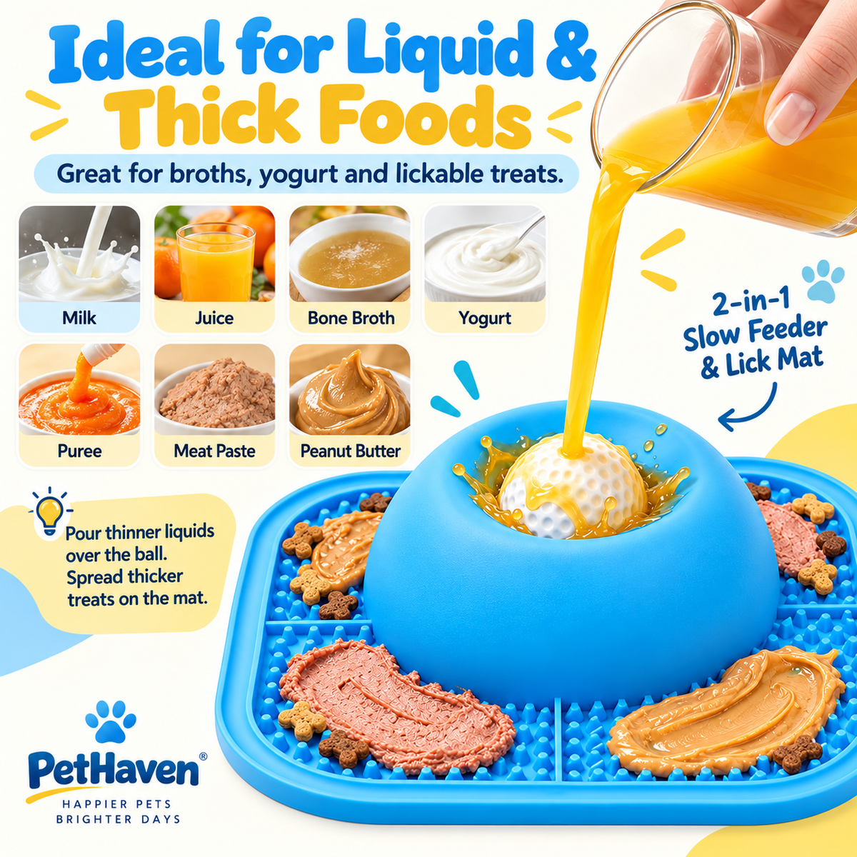 PetHaven PawPace™
2-in-1 Slow Feeder & Lick Mat