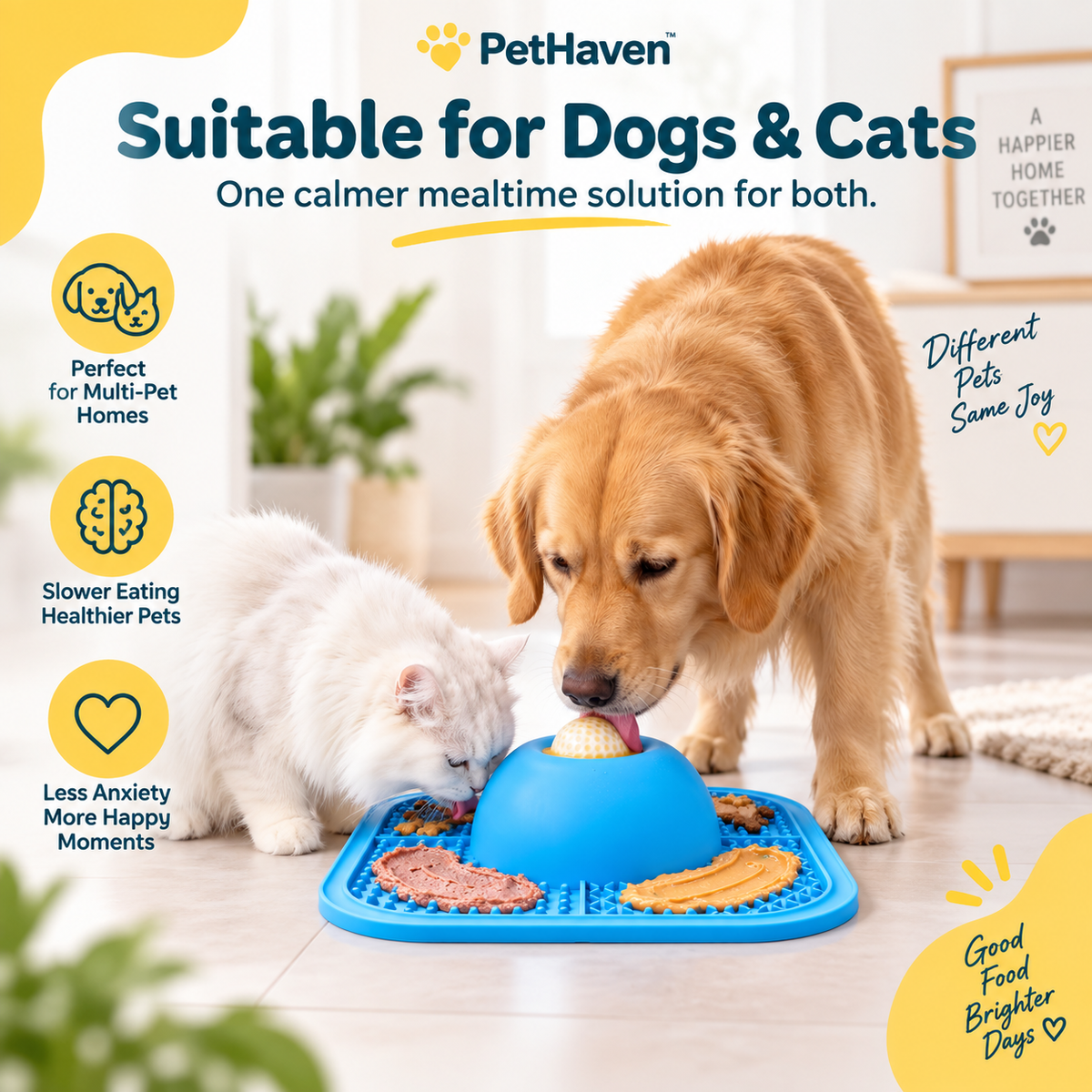 PetHaven PawPace™
2-in-1 Slow Feeder & Lick Mat
