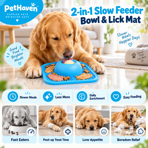 PetHaven PawPace™
2-in-1 Slow Feeder & Lick Mat