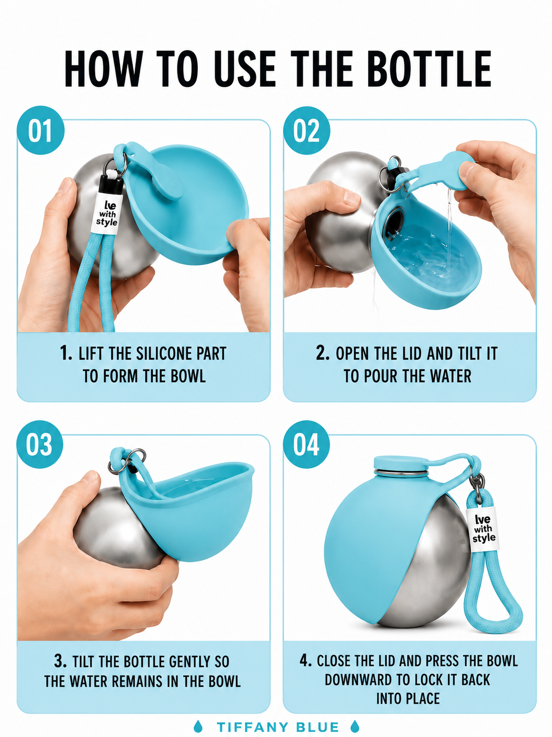 Portable Dog Water Bottle – Leakproof Travel Pet Water Dispenser (285ml)