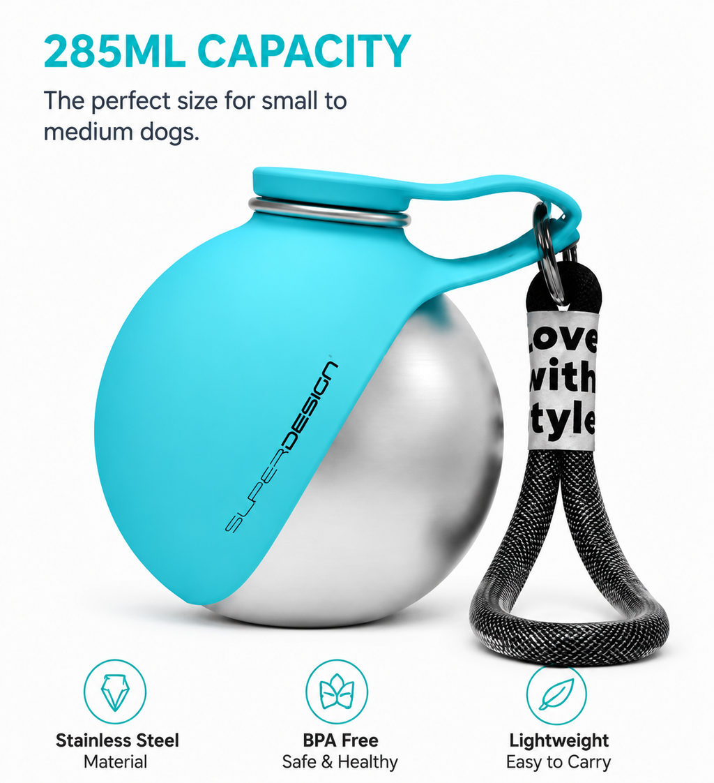 Portable Dog Water Bottle – Leakproof Travel Pet Water Dispenser (285ml)